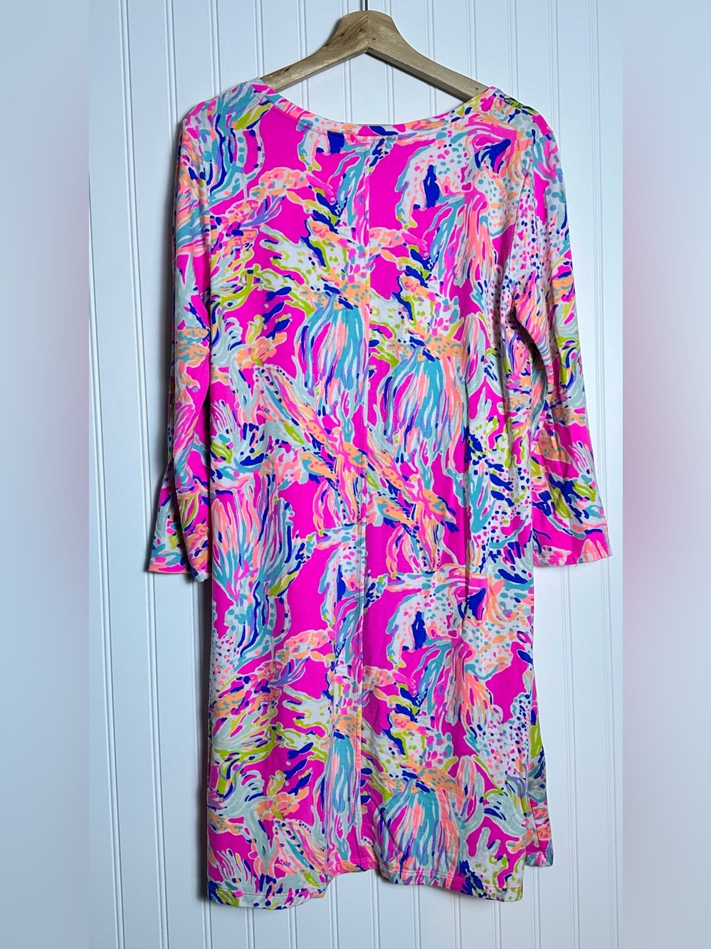 the Lilly Pulitzer Devon Dress  Tiki Pink Sunken Treasure" print L - Picture 8 of 10